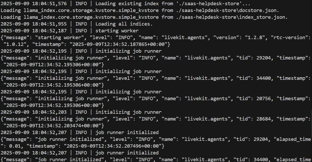 SaaS Helpdesk Voice Assistant (LiveKit + LlamaIndex) 